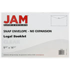 JAM Paper Plastic Envelopes with Snap Closure, Legal Booklet, 9.75 x 14.5, Clear Poly, 12 Pack (34830)-Opening: booklet