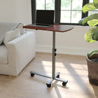 Flash Furniture Angle & Height Adjustable Mobile Laptop Computer Table with Cherry Top-Tilting Work Surface with built-in wrist rest