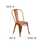 Flash Furniture Commercial Grade Distressed Orange Metal Indoor-Outdoor Stackable Chair-Floor Protector Rubber Glides