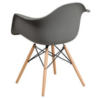 Flash Furniture Alonza Series Plastic Chair with Wooden Legs - Moss Grey-Polypropylene Molded Structure
