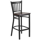 Flash Furniture HERCULES Series Black Vertical Back Metal Restaurant Barstool - Walnut Wood Seat-500 lb. Weight Capacity