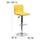 Flash Furniture Contemporary Vinyl Adjustable Height Barstool with Horizontal Stitch Back & Chrome Base - Yellow - 2 Pack-Footrest
