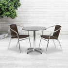 Flash Furniture – Table ronde de 27,5 po en aluminium avec 2 sièges en rotin, intérieur/extérieur (TLH28RD020CHR2)-Pour utilisation commerciale