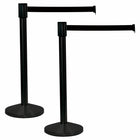 Eddie's 4-Way Crowd Control Stanchion w/ 6-1/2' Retractable Black Belt - Black - 2 Pack-Belt Stanchion / Crowd Control