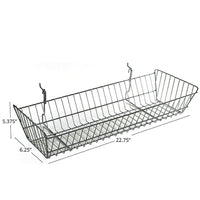 Azar Displays Wide Slanted Chrome Wire Basket, Chrome, 5.38" , 2 Pack (300626)-2 wire hooks attached for easy mounting