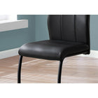 Monarch Specialties 1123 Dining Chair - Black Leather-Look/Metal - 2 Pack-38.75"H x 17.25"W x 20.25"D