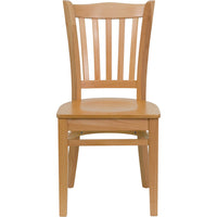 Flash Furniture HERCULES Series Vertical Slat Back Natural Wood Restaurant Chair - 2 Pack-Set of 2 Wood Dining Chairs