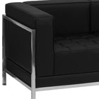 Flash Furniture – Sofa contemporain en cuir Hercules Imagination avec garnitures en inox, noir-Dimensions : 27 1/4 haut. x 79 larg. x 28 3/4 prof. (po)