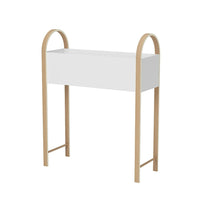 Umbra Grove Storage & Planter - White/Natural-Grove is an elevated, raised garden bed that sits on two wooden legs to help show off your favorite indoor plants in modern style