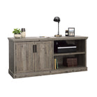 Sauder 433681 Aspen Post Large Credenza - Pebble Pine-Adjustable printer shelf pulls out for easy access.