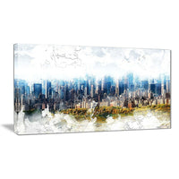 Designart Abstract Blue Cityscape Large Canvas Art Print, (PT3312-40-20)-Print