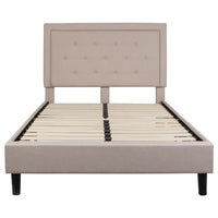 Flash Furniture Roxbury Full Size Tufted Upholstered Platform Bed - Beige Fabric-Platform Bed