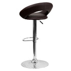 Flash Furniture 21 1/2" x 21 1/2" Vinyl Round Back Adjustable Bar Stool W/Chrome Base, Brown, 2 Pack-Rounded-Orbit Style Low Back