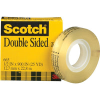 Scotch Double Coated Tape, 1/2" x 900", 1" Core-A no - mess alternative to glue for light - duty attaching and mounting tasks