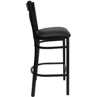 Flash Furniture - Tabouret de bar de la série HERCULES en métal noir et dossier en ''X'' - siège en vinyle noir-Siège rembourré en vinyle noir