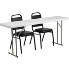 Flash Furniture 72" Folding Training Table with 2 Trapezoidal Back Stack Chairs, Granite White (RB18722)-Rectangular training table set includes two stack chairs and one table