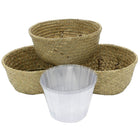 Cathay Importers - Panier d'herbes de mer avec doublure rigide en PVC, naturel, paq./3 (EC-08-1943)-Ouverture supérieure : 6,5 po (diam.) ; mi-hauteur 4,5 po (haut.)