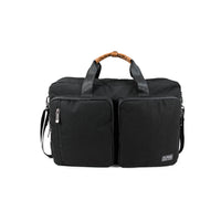 PKG Trenton 31L Messenger Bag with Recycled Fabric - Black/Tan-Black with tan accents, recycled polyester