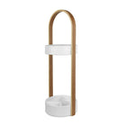 Umbra Hub Umbrella Stand, White and Natural (320240-668)-Painted white composite wood / natural ashwood