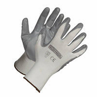 Forcefield - Gants revêtus de mousse de nitrile avec doublure en nylon, Grand, Gris / blanc-Objet général, nitrile sur gant en nylon