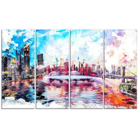 Designart Colourfull NYC Cityscape, Large Americana Canvas Art Print, (PT2811-271)-Print
