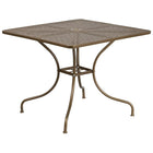 Table de jardin carrée de 35,5 po en acier doré, intérieur/extérieur [CO-6-GD-GG]-Table de jardin