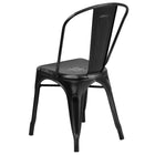 Flash Furniture – Chaise empilable en métal vieilli pour l’intérieur, noir (ET3534BK)-Dossier courbé avec latte verticale