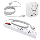 Westinghouse USB, Power Strip and Extension Cord Value Pack-Includes 6-Outlet Power Strip, Rapid Charge USB Adapter and 3-Outlet Extension Cord