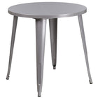30'' Round Silver Metal Indoor-Outdoor Table Set with 2 Cafe Chairs [CH-51090TH-2-18CAFE-SIL-GG]-Silver Powder Coat Finish