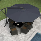 Corliving Offset Patio Umbrella, Black-Height and angle adjustable