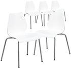Flash Furniture HERCULES Series Stack Chairs with Lumbar Support & Silver Frame - White  - 5 Pack-Set of 5 Multipurpose Stack Chairs