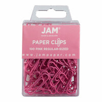 JAM Paper Colored Standard 1" Paper Clips - Pink - 2 Packs of 100-Color: Pink