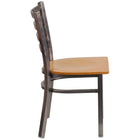Flash Furniture HERCULES Series Clear Coated Ladder Back Metal Restaurant Chair - Natural Wood Seat - 2 Pack-Natural Finished Wood Seat