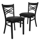 Flash Furniture HERCULES Series Black "X" Back Metal Restaurant Chair - Black Vinyl Seat - 2 Pack-"X" Back Design