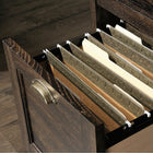 Sauder 59"W Barrister Lane Executive Desk - Iron Oak-Open storage features adjustable shelf