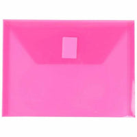 JAM Paper Plastic Envelopes with Hook & Loop Closure - Index Booklet - 5.5" x 7.5" - Fuchsia Pink - 12 Pack -Colour: Fuchsia Pink