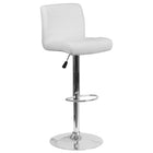 Flash Furniture Contemporary White Vinyl Adjustable Height Barstool with Rolled Seat & Chrome Base-Mid-Back Design