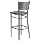 Flash Furniture HERCULES Series Silver Slat Back Metal Restaurant Barstool - Walnut Wood Seat - 2 Pack-.625" Thick Plywood Seat