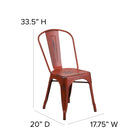 Flash Furniture Commercial Grade Distressed Kelly Metal Indoor-Outdoor Stackable Chair - Red-Floor Protector Rubber Glides