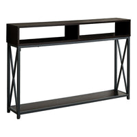 Monarch Specialties 3574 48"L Accent Table - Espresso/Black Metal Hall Console-Durable wood look surface with a contemporary espresso finish