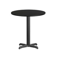 Flash Furniture 24'' Round Laminate Table Top, Black, 22'' x 22'' Table Height Base (XURD24BKT2222)-Hospitality Table