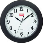 Staples 10" Round Wall Clock, Black-Black plastic bezel and white face with black numerals and hands