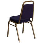 Flash Furniture HERCULES Series Trapezoidal Back Stacking Banquet Chairs with Navy Patterned Fabric & Gold Frame - 4 Pack-Navy Patterned Fabric Upholstery