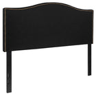 Flash Furniture - Tête de lit Lexington double rembourrée avec garniture pour clous décoratifs en tissu noir-Tête de lit à panneau avec dessus arqué