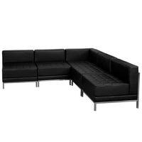 Flash Furniture HERCULES Imagination Series Black LeatherSoft Sectional Configuration, 5 Pieces-Contemporary Reception Set