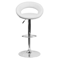 Flash Furniture Contemporary White Vinyl Rounded Back Adjustable Height Barstool with Chrome Base, 2 Pack-Set of 2 Contemporary Style Stools