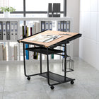 Flash Furniture Adjustable Drawing & Drafting Table with Black Frame & Dual Wheel Casters-Tray Size: 22"W x 12.75"D x 1.25"H