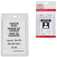 Staples Heavy-Duty Vertical Badge Holders - 2-7/8" x 3-7/8" - Clear - 25 Pack-Pre-punched holes for lanyards or reel clip (sold separately)