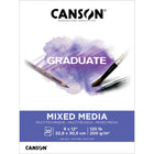 Canson Graduate Mixed Media Pad - 9" W x 12" H - Foldover Cover - 20 Sheets - (C31250P042)-A durable, medium weight paper designed to withstand the combination of wet and dry media for art practice and art class study