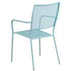 Flash Furniture Sky Blue Indoor-Outdoor Steel Patio Arm Chair with Square Back-Integrated Arms